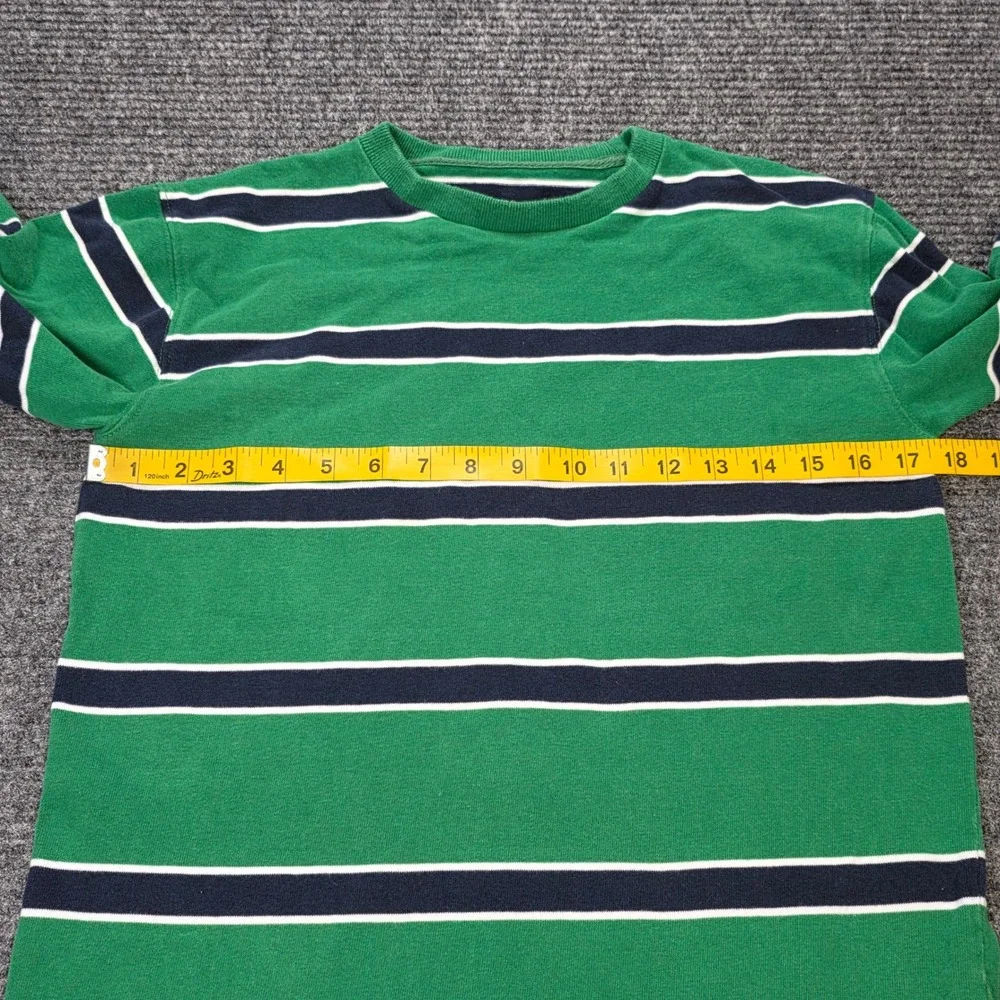 Gap Kids Striped Sweatshirt Boy's Size L (10) Green Navy Long Sleeve Tab Logo